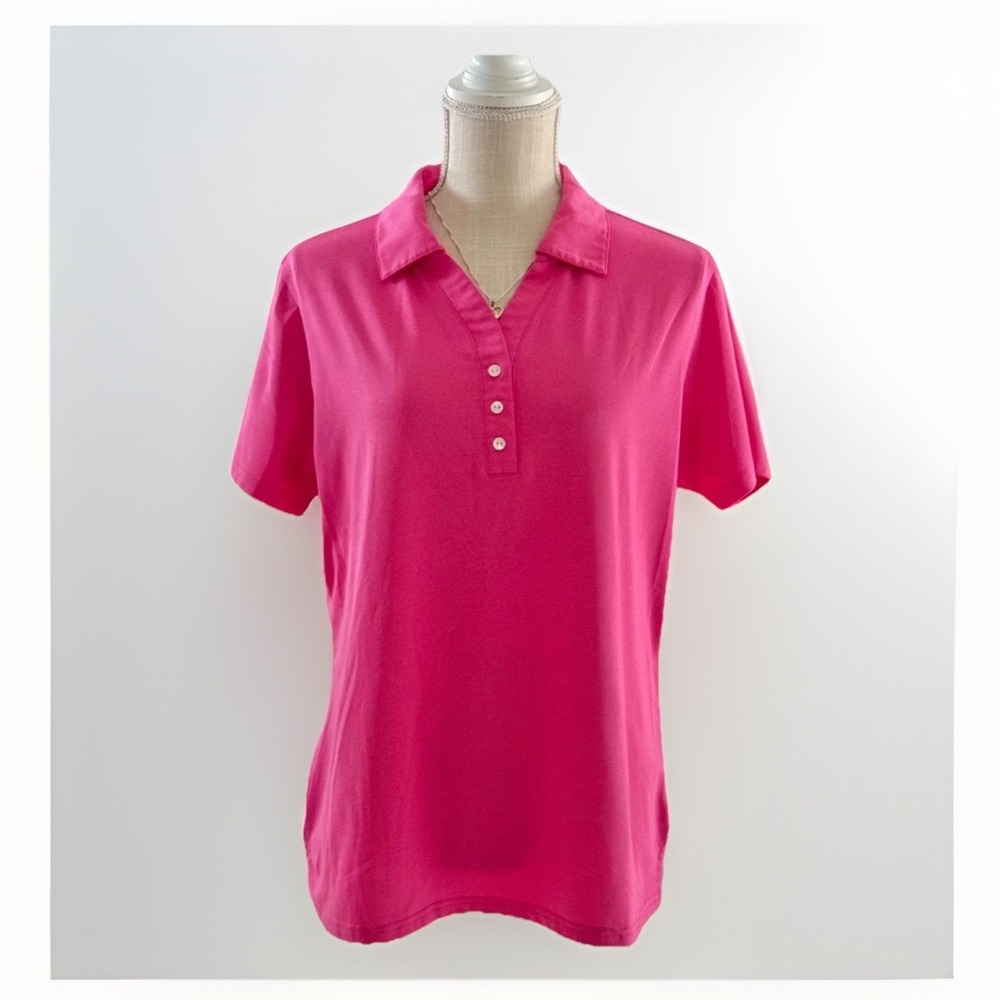 Pebble Beach Performance Golf Polo Bright Pink Short‎ Sleeve Shirt Size XL